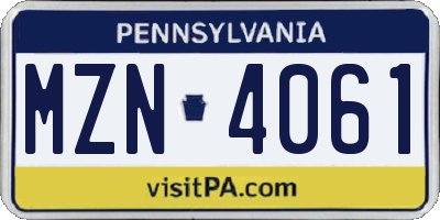 PA license plate MZN4061