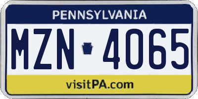 PA license plate MZN4065