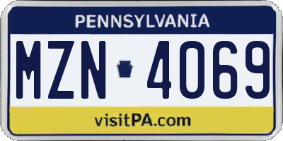 PA license plate MZN4069