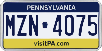 PA license plate MZN4075