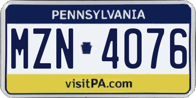 PA license plate MZN4076