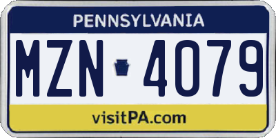 PA license plate MZN4079