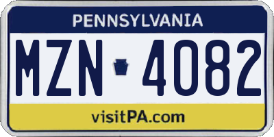 PA license plate MZN4082
