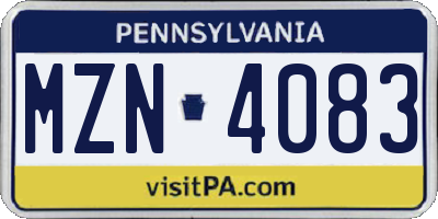 PA license plate MZN4083