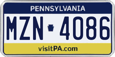 PA license plate MZN4086