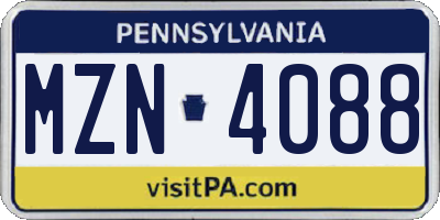 PA license plate MZN4088