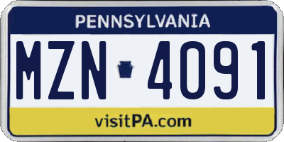PA license plate MZN4091