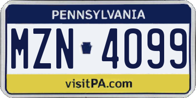 PA license plate MZN4099