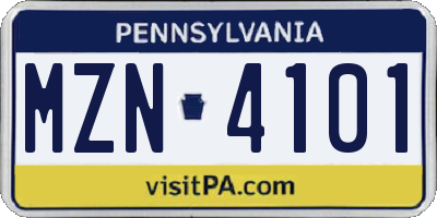 PA license plate MZN4101