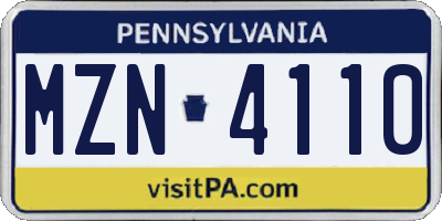 PA license plate MZN4110