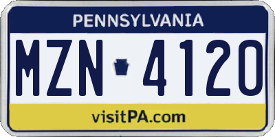 PA license plate MZN4120