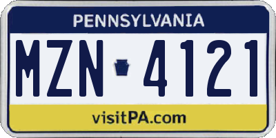PA license plate MZN4121