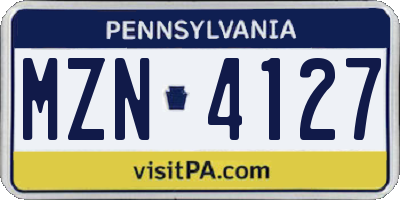 PA license plate MZN4127