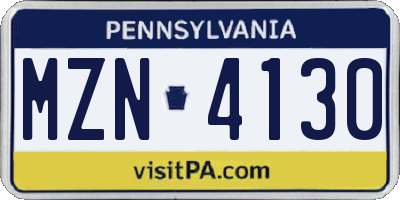PA license plate MZN4130