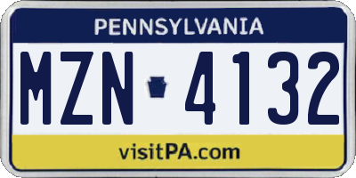 PA license plate MZN4132