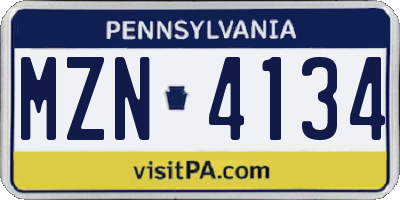 PA license plate MZN4134
