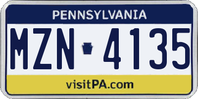 PA license plate MZN4135