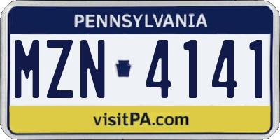 PA license plate MZN4141