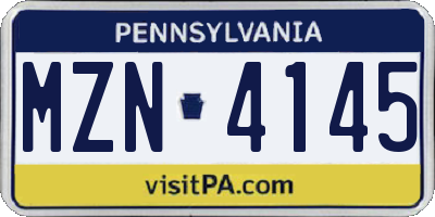 PA license plate MZN4145
