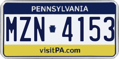 PA license plate MZN4153