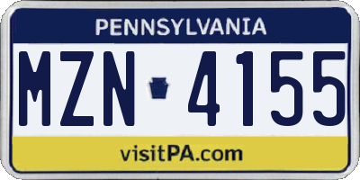 PA license plate MZN4155