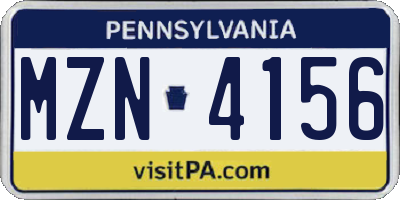 PA license plate MZN4156
