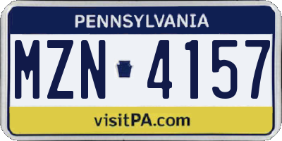 PA license plate MZN4157