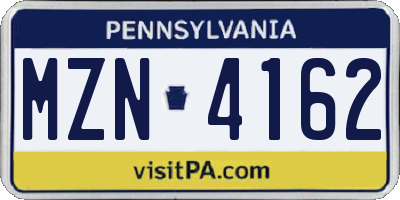 PA license plate MZN4162