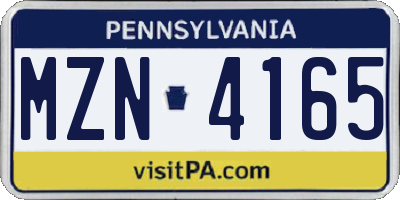 PA license plate MZN4165