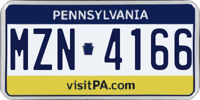 PA license plate MZN4166