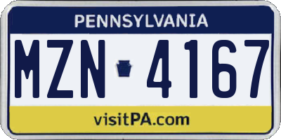 PA license plate MZN4167