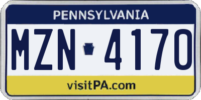 PA license plate MZN4170