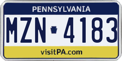 PA license plate MZN4183