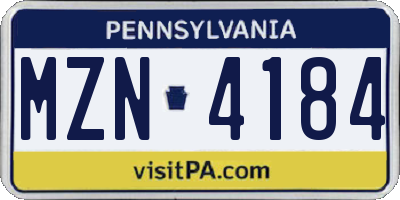 PA license plate MZN4184