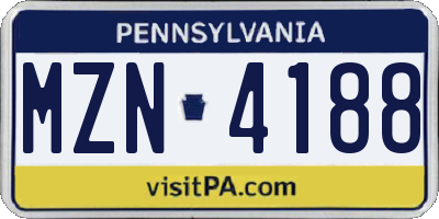 PA license plate MZN4188