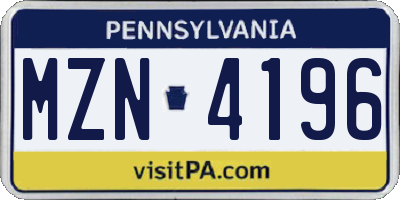 PA license plate MZN4196