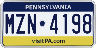PA license plate MZN4198