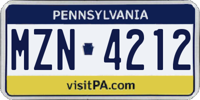 PA license plate MZN4212
