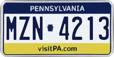 PA license plate MZN4213