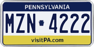 PA license plate MZN4222