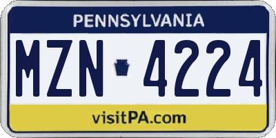 PA license plate MZN4224