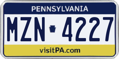 PA license plate MZN4227