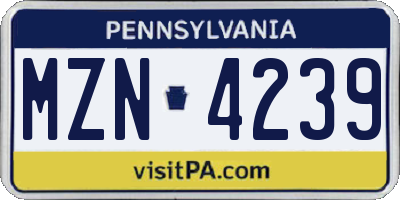 PA license plate MZN4239