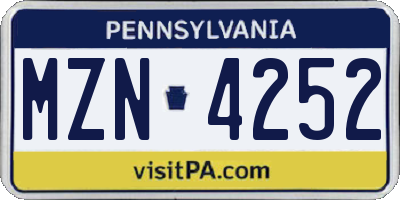 PA license plate MZN4252
