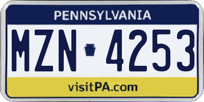 PA license plate MZN4253