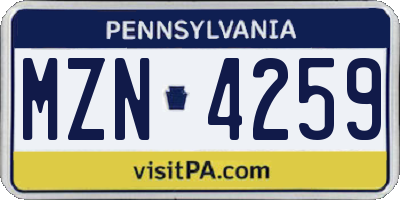 PA license plate MZN4259