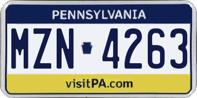 PA license plate MZN4263