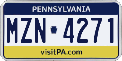 PA license plate MZN4271