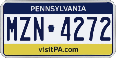 PA license plate MZN4272