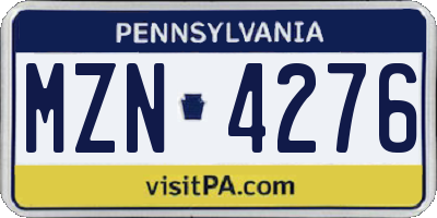 PA license plate MZN4276
